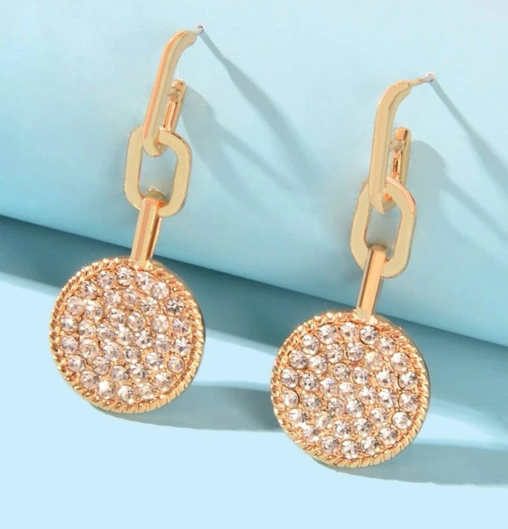 Chunky Chain Rhinestone Drop Earrings
